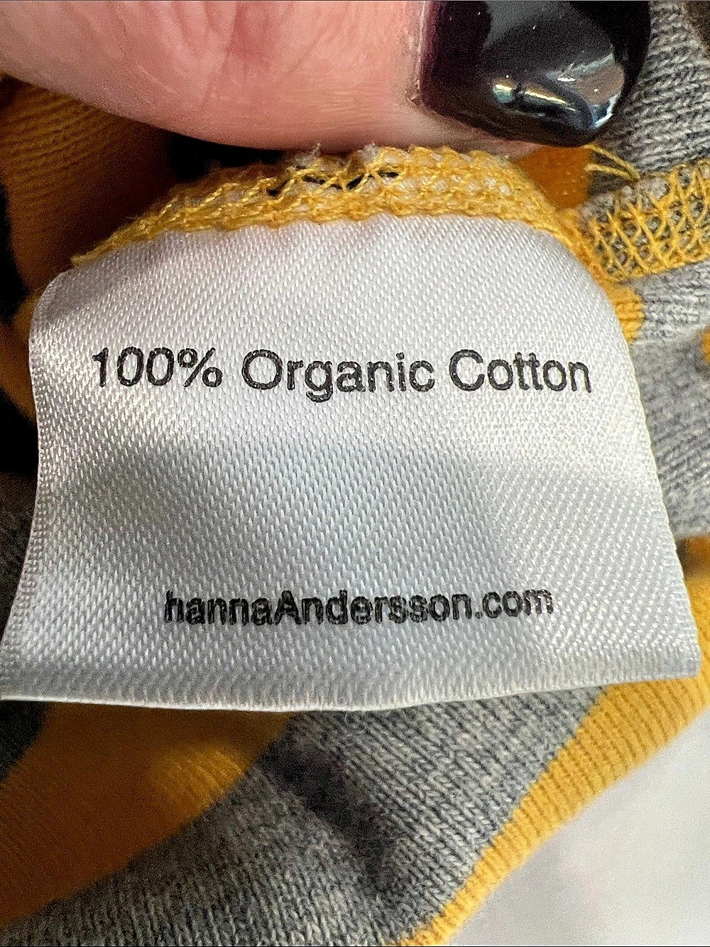Hanna Andersson Long Sleeve Stripe Tee Yellow & Gray Girls Size 12 Casual - Picture 5 of 10